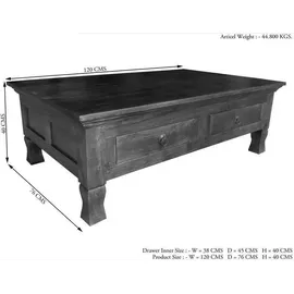 Massivmoebel24 Couchtisch Akazie Braun 120 x 75 x 40 cm
