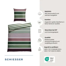 SCHIESSER Smarell Gestreift Grün 135 x 200 cm + 80 x 80 cm