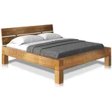 Moebel-Eins Massivholzbett, CURBY Balkenbett mit Kopfteil, 4-Fuß, Material Massivholz