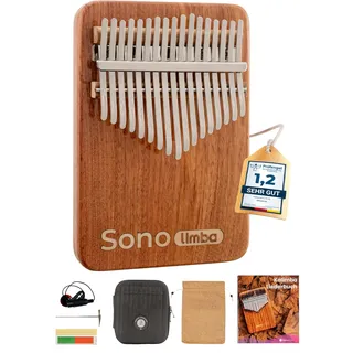 Sonodrum Kalimba "Sonolimba" mit 17 Schlüsseln in C - Dur aus Korallenholz. Daumenklavier inkl. Set mit Liederbuch, Schutztasche, Stimmhammer und weiteres. Kalimba Instrument für Kinder und Erwachsene