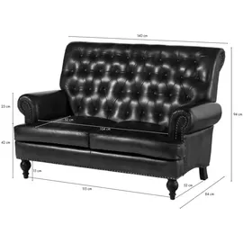 MASSIVMOEBEL24.DE Sofa 2-Sitzer Echtleder 140x84x94 braun CHESTERFIELD #106