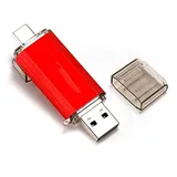 Neoreser 64 GB USB Stick mit USB 3.0 und USB 3.1-Type-C, USB 3.0 Flash Drive, Typ C Pendrive 64G Mini für PC, Tablet, Laptop, Smartphone mit Typ C usw, Rot