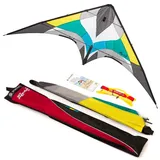 HQ 116784 - Maestro III Aqua, Zweileiner Lenkdrachen Allround, ab 14 Jahren, 95x220cm, inkl. 70kp Dyneemaschnüre 2x25m auf Winder mit Schlaufen, 2-5 Beaufort