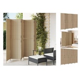 vidaXL Paravent 5-tlg. Beige Poly Rattan