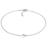 Elli Fußkette Herz Liebe Verschlungen 925 Silber, Herz silberfarben