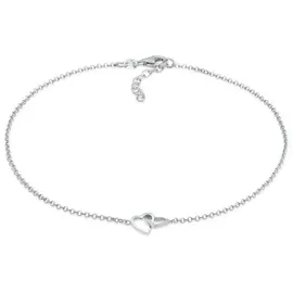 Elli Fußkette Herz Liebe Verschlungen 925 Silber, Herz silberfarben