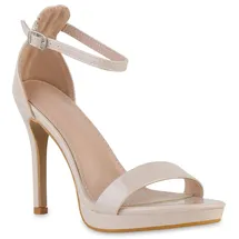 Stiefelparadies Damen High Heels in Beige Lack