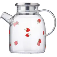 Cabilock Teekanne als Kanne 1600ml Glas mit Glattem Ausguss Hitzebeständige und Robustem Borosilikatglas für Kräutertee und Kalte Getränke im Alltag