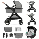 Kinderkraft ESME Kinderwagen 3 in 1 komplettset bis 26 kg, Kombikinderwagen reisesysteme mit Babyschale I-size 40-75 cm, Zusammenklappen, Liegeposition, Grau