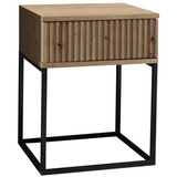 Livetastic Nachtschrank, Schwarz, Eiche Artisan, Metall, Holzwerkstoff, 1 Schubladen, 40x52x38.5 cm Schlafzimmer, Nachttische