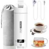 Elektrische Reise-Wasserkocher, klein, 500 ml, 316 roestvriestahl, automatisch schließen, für Reisen, schnell kochen, miniatur, tragbar, weiß - Weiß