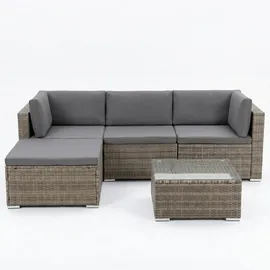 MuCoLa Polyrattan Lounge-Set 5-tlg. grau