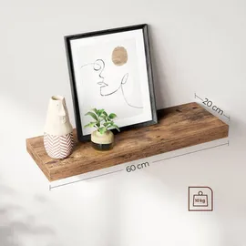 VASAGLE Wandregal 20 x 60 x 3,8 cm Vintagebraun