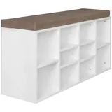 FineBuy Schuhbank für 10 Paar Schuhe & Stiefel 103,5 x 53 x 30 cm, Schuhschrank mit Sitzbank & Sitzkissen abnehmbar, Flur Schuhregal mit Bank, Kleine Holz Kommode Garderobe Aufbewahrung Schuhe Diele