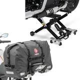 Set: Motorrad Hebebühne Midlift XL bis 500kg sw ConStands mit Hecktasche SX45 Wasserdicht Volumen 45L Rollverschluss