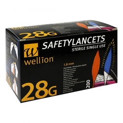 Wellion Safetylancets 28 G Sicherheitseinmallanz.