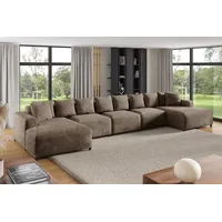 Fun Möbel Wohnlandschaft Sofa U-Form Designersofa MEGAN XL in Stoff Poso Cappuccino