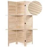DESIGN DELIGHTS Holz RAUMTEILER Cottage II | 3-teilig, 170x120 cm, Holz | Paravent mit Regalböden, Faltbarer Raumtrenner, Trennwand, Sichtschutz mit Ablage | Farbe: Natur