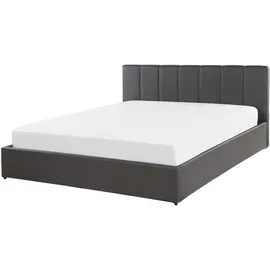 Beliani Bett mit Stauraum Kunstleder DREUX 160 x 200 cm Dunkelgrau