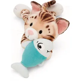 NICI Kuscheltier Katze Bengal mit Fisch 30 cm Braun