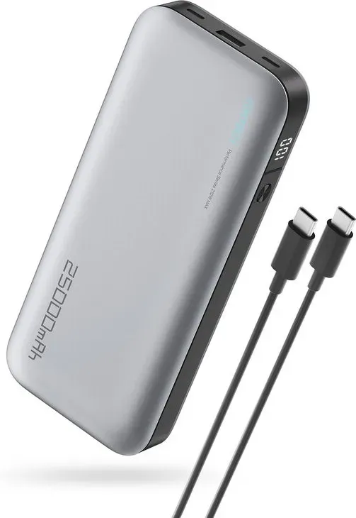 CUKTECH 25000 mAh 120 W Powerbank, 2C1A, drei Anschlüsse, für Laptop und Smartphones, PB250, Grau