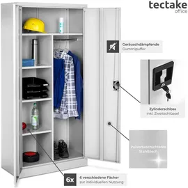 Tectake tectake® Spind aus pulverbeschichtetem Stahl, mit 6 Fächern, 180 x 80 x 40 cm