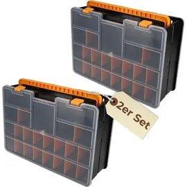 GarPet 2er Set Sortimentskasten Doppelseitig mit verstellbaren Trennern Sortierkasten für Kleinteile Organizer Sortierbox Kleinteilemagazin Sortimentsboxen