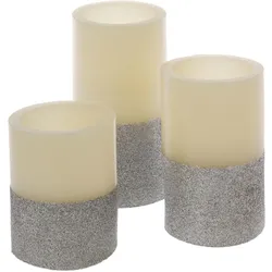 LED-Kerze "Silver Star, Weihnachtsdeko", silber (cremefarben, silberfarben), H:15cm Ø:7,5cm, Wachs, MYFLAIR MÖBEL & ACCESSOIRES, Kerzen