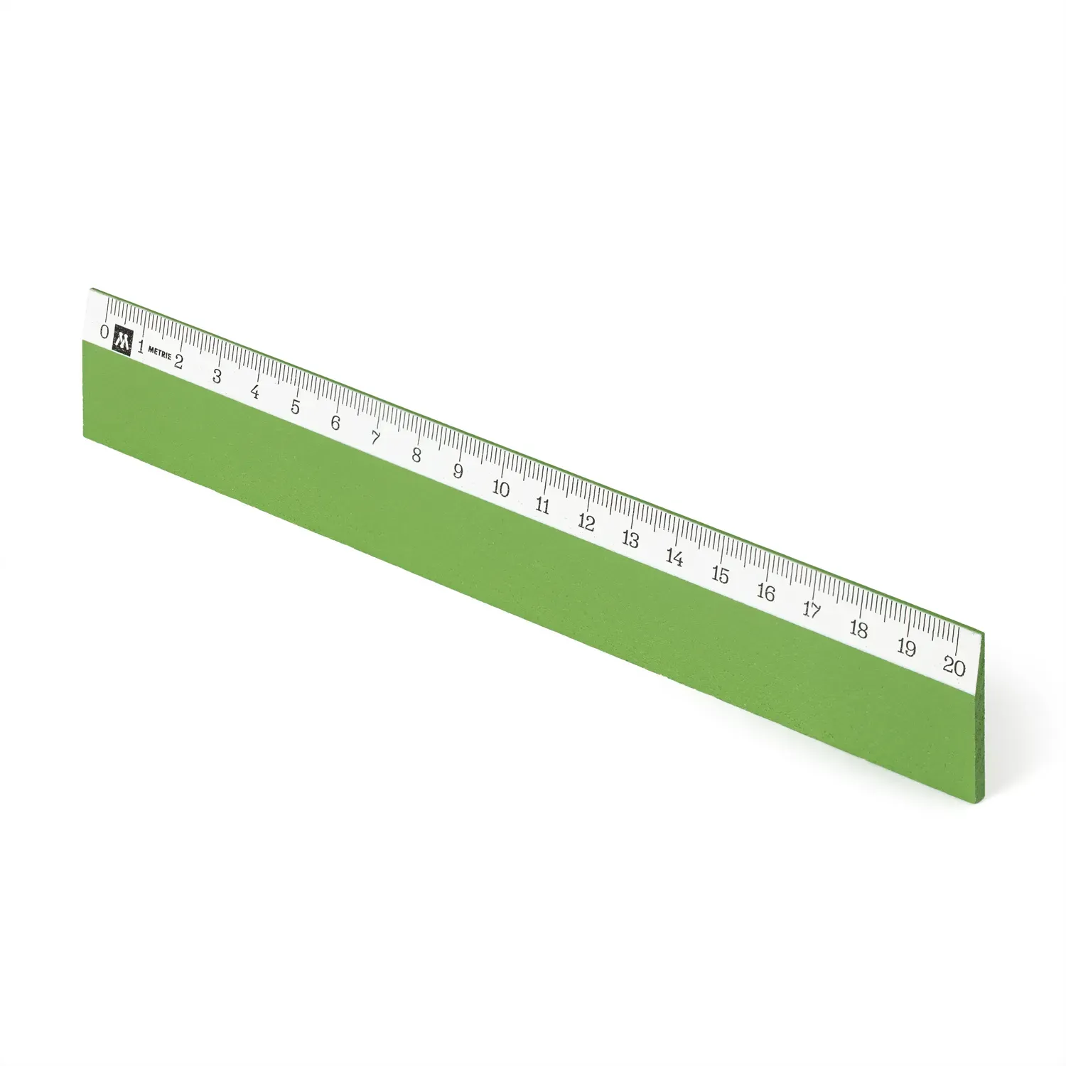 Metrie | Scholar-W20HG Holzlineal grün mit weißem Streifen unter der Skala | 20 cm