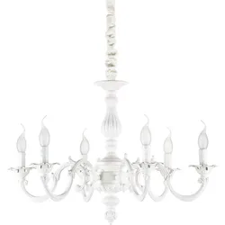 Ideal Lux Kronleuchter JUSTINE, 6-flammig, Ø 70cm, E14, Metallguss, Weiß IDEA-197500
