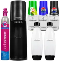 NEU Sodastream Wassersprudler Terra Schwarz Set mit 2 Flaschen und Sirupen