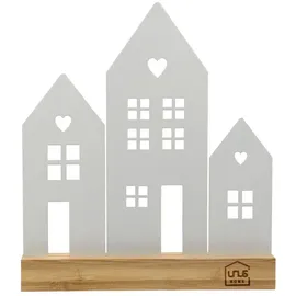 UNUS Häuser-Aufsteller Stadt, mit 3 Häusern, in Weiß, Frühlingsdeko aus Metall für Fenster, Tisch oder Regal