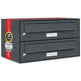 AL Briefkastensysteme 2er Briefkastenanlage Anthrazit Grau inkl. Zeitungsfach