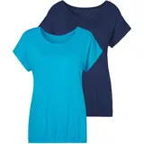 VIVANCE Damen, Kurzarmshirt im 2er-Pack, lockere Passform, lässig - 36
