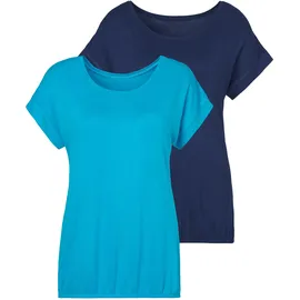 VIVANCE Damen, Kurzarmshirt im 2er-Pack, lockere Passform, lässig - 36