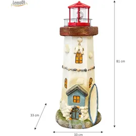 Lemodo Leuchtturm mit Solar-Rundum-Leuchte rot, Gartendekoration