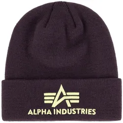 Skimütze ALPHA INDUSTRIES "Alpha Industries Accessoires - Headwear 3D Beanie", Damen, Gr. onesize, lila (plum), Obermaterial: 100% Acryl, Mützen