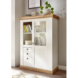 Highboard HOME AFFAIRE "Cremona", weiß (pinie weiß nb, pinie weiß nb, applikation wotan eiche nb), B:103cm H:139cm T:47cm, Sideboards, Höhe 139 cm