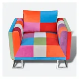 vidaXL Würfel-Sessel mit verchromten Füßen Patchwork-Design Stoff