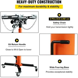 Vevor Getriebeheber Motorheber 500 kg, Motorblock Getriebe Heber 85-170 cm Hubbereich, Faulenzer hydraulischer Wagenheber kfz heber Motorblock Heber Motorheber Autowerkstätten Autogetrieben, Orange