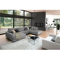 KAWOLA Sofa CARA Wohnlandschaft U-Form Cord grau Longchair links