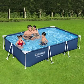 BESTWAY Steel Pro Set mit Filterpumpe 300 x 201 x 66 cm, dunkelblau, eckig