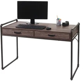 Mendler Schreibtisch HWC-F58 Wildeiche-Optik / Braun