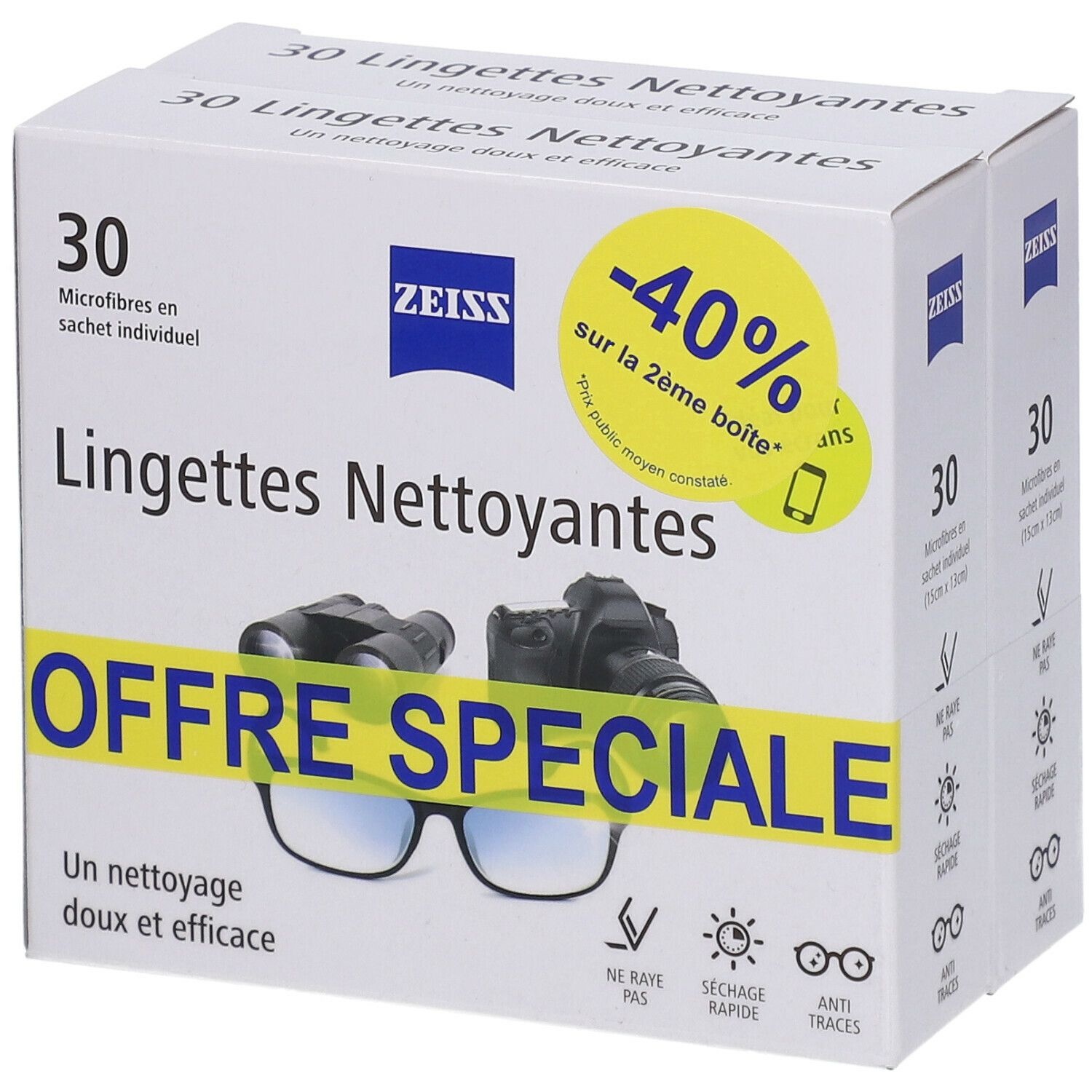 Zeiss Lingettes Nettoyantes Lunettes 30 Unités X2 30 pc(s) lingette(s)