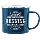 Hti-Living Echter Kerl Emaille Becher 0,5 l Blau