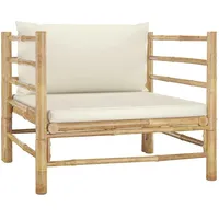 vidaXL Gartensofa mit Kissen cremeweiß Bambus
