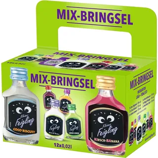 Kleiner Feigling Mix-Bringsel (12 x 20ml) – Der kultige Vodka-Schnaps in 6 fruchtigen Sorten – Frech, fruchtige Shots ideal für unterwegs im praktischen Mix-Paket – 15 % Vol.