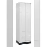 C+P Z-Spind Classic PLUS, Sockel, 4 Abteile, HxBxT 195x60x50cm, Zylinderschloss, Verkehrsweiß von PROREGAL