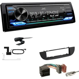 EHO JVC KD-X482DBT Autoradio 1-DIN DAB+ Bluetooth Amazon Alexa mit Einbauset für Fiat 500 500C Schwarz