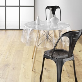 Douceur d'intérieur Danela Tischdecke, transparent (Durchmesser 140 cm), Weiß, bedrucktes PVC 14/100E